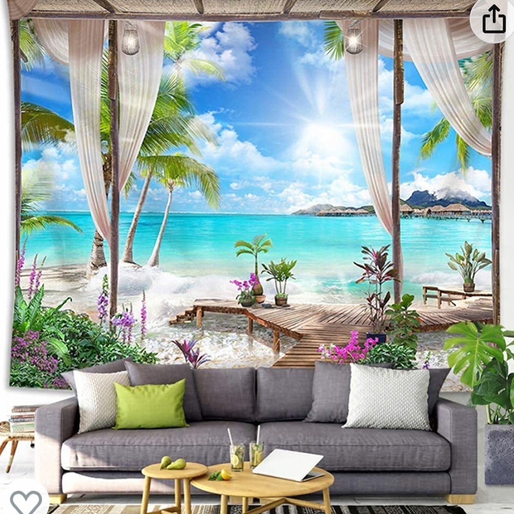 Beach Decor Tapestry Size: 70 in × 92 in (L× W)